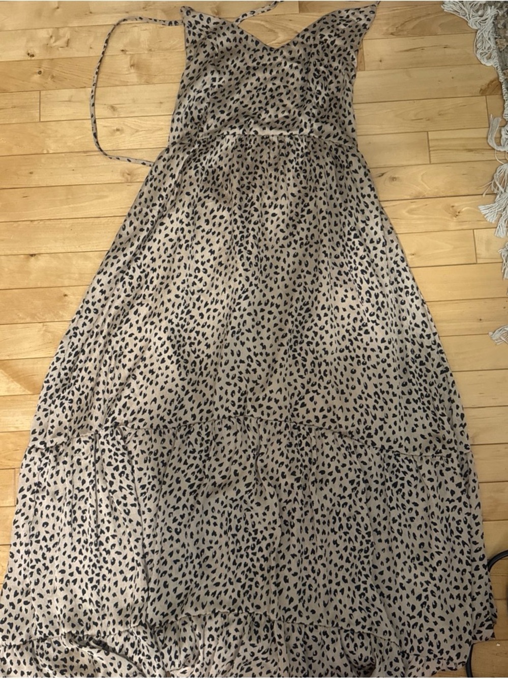 Beige & Black Leopard Print Maxi Dress
